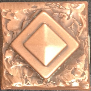 2" x 2" Diamond Copper Antique Satin Deco
