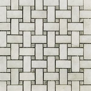 1" x 2" Basket Weave w/ Grey Marble Mosaic