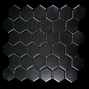 2" x 2" Black Hexagon Mosaic