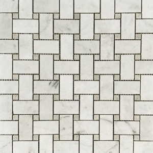 1" x 2" Basket Weave w/ Shy Grey Mosaic